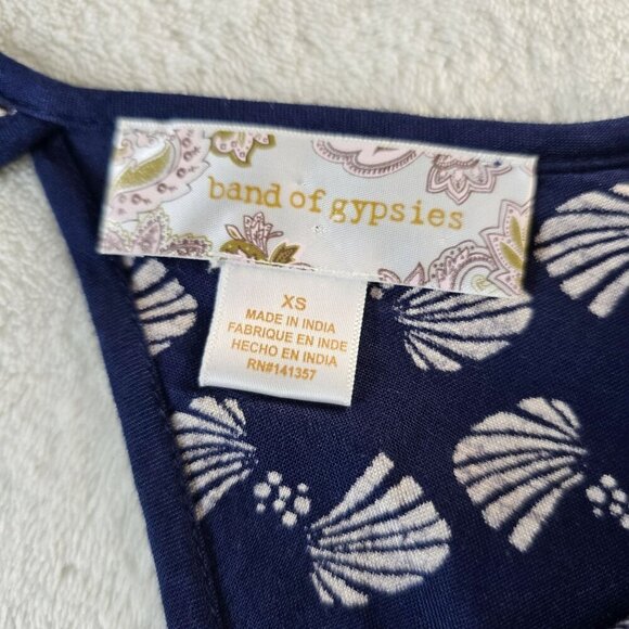 Band of Gypsies ✦ Navy Cream Boho Tunic Dress ✦ Long Sleeve Keyhole XS EUC - Picture 12 of 16